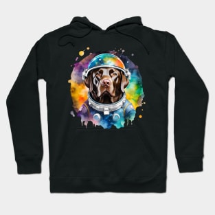 Rainbow Galaxy Astronaut Chocolate Labrador Hoodie